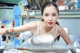 Hậu ly hôn, Angelababy thành "bà chủ" quán nướng ở lề đường, nhan sắc gây bão