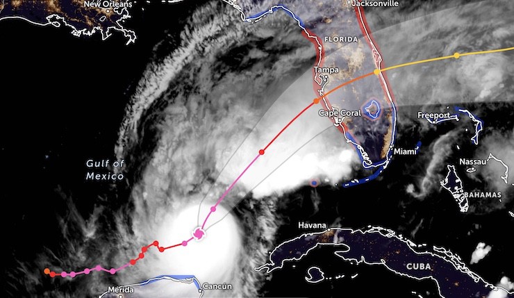 Siêu bão Milton sắp đổ bộ bang Florida, Mỹ. Ảnh: Zoom Earth.