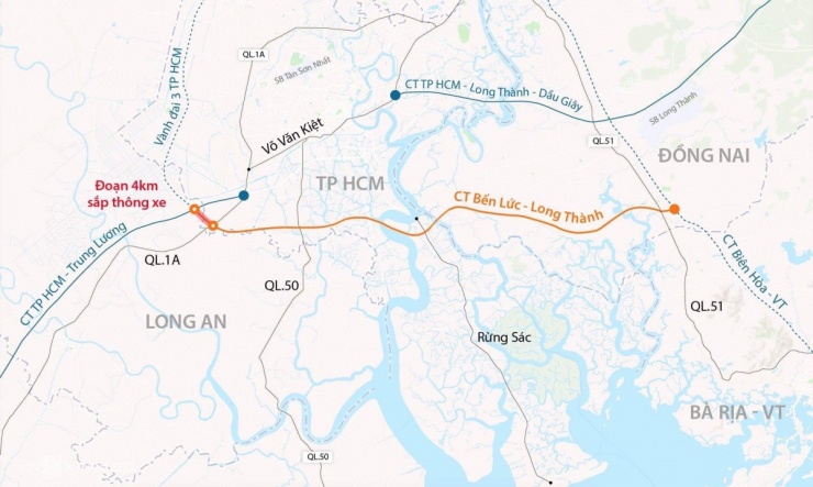 Cao tốc Bến Lức - Long Thành đoạn 4 km sắp thông xe, giải tỏa áp lực giao thông