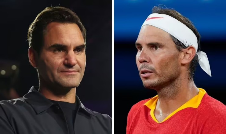 Federer (trái) rất buồn khi Rafa (phải) tuyên bố giải nghệ sau Davis Cup 2024