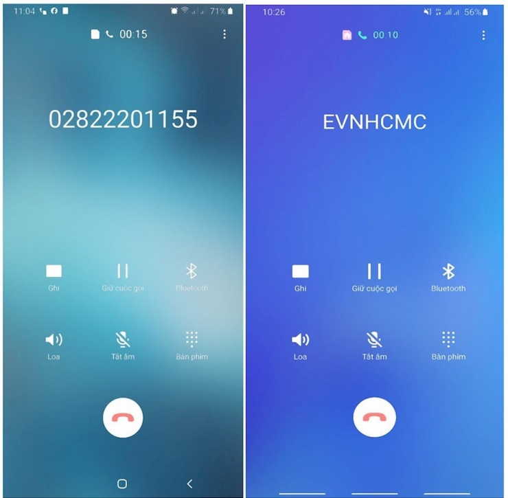 Các cuộc gọi chính danh sẽ có tên "EVNHCMC" hoặc số "028 22201155". Ảnh: EVNHCMC
