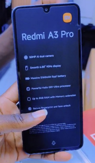 Hình ảnh rò rỉ của Redmi A3 Pro trên một gian hàng trực tuyến tại Kenya.