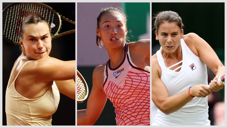 Sabalenka (áo vàng) rất gần ngôi số 1 WTA