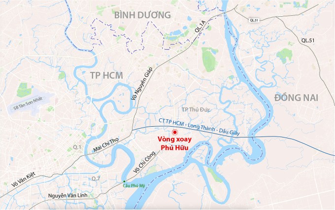 Khu vực vòng xoay Phú Hữu. Đồ họa: Đăng Hiếu