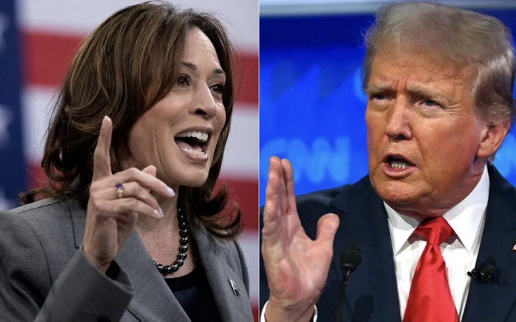 Cựu Tổng thống Mỹ Donald Trump (phải) đang tỏ ra vượt trội hơn Phó Tổng thống Kamala Harris (trái) trong giai đoạn nước rút trước thềm bầu cử. Ảnh AFP.