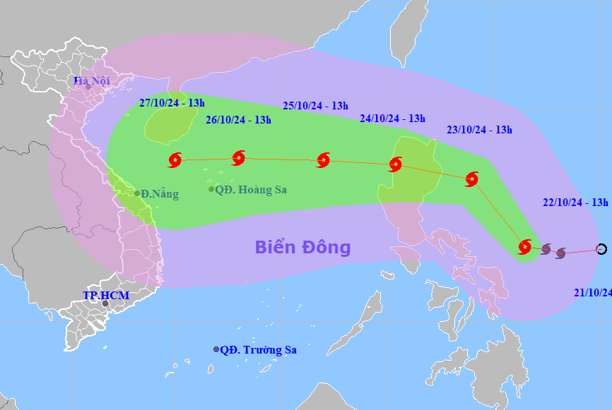 Bão Trà Mi sắp vào Biển Đông, gây ảnh hưởng mạnh đến Bắc Biển Đông