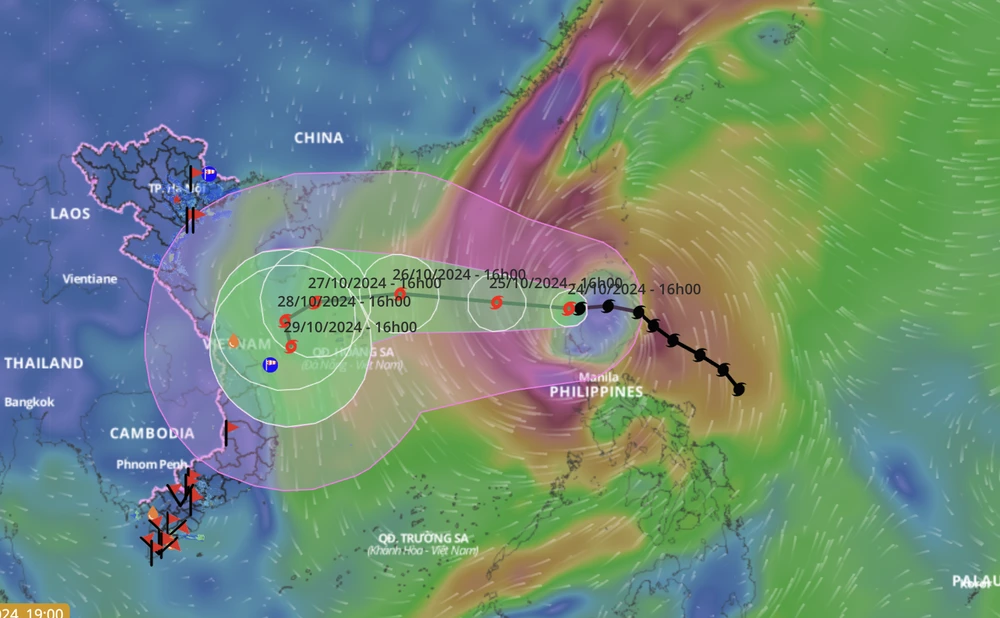 Dự báo về đường đi của bão Trà Mi - bão số 6. Ảnh: VNDMS