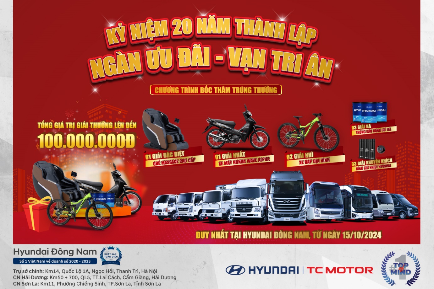 Hyundai Đông Nam triển khai chương trình ưu đãi trúng thưởng lên đến 100 triệu đồng - 1