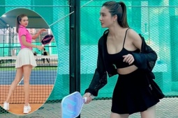 Em gái Công Vinh khoe chân dài trên sân pickleball