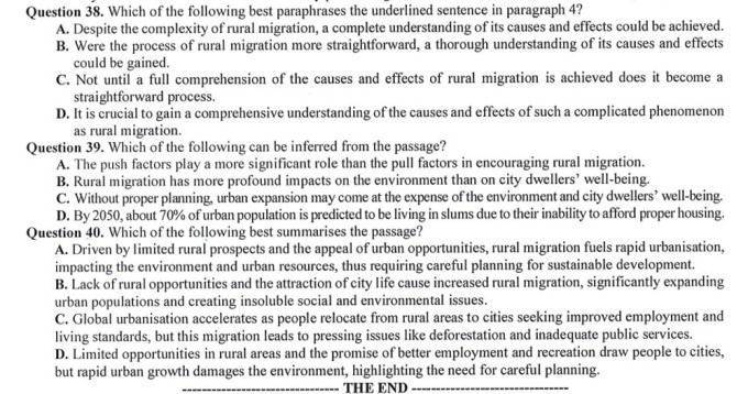 Câu 38, 39, 40 trong đề tham khảo Tiếng Anh tốt nghiệp 2025.