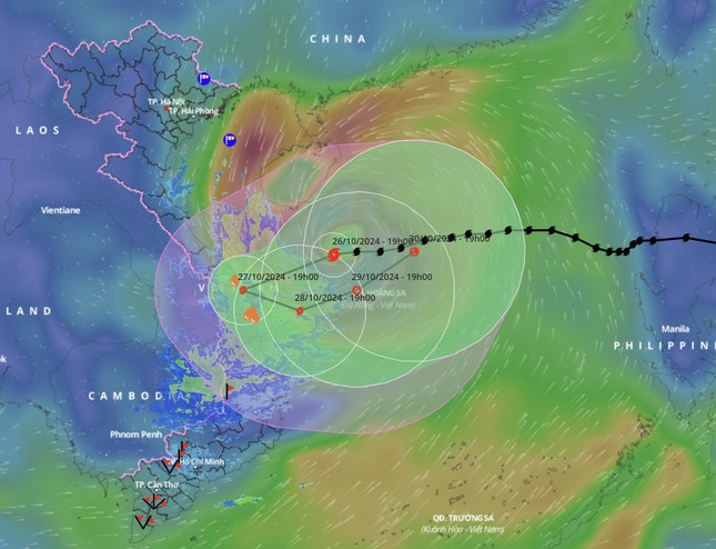 Bão Trà Mi sẽ quần thảo trên đất liền trước khi ngược ra biển.