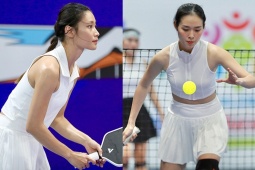 Vợ hot girl của Lý Hoàng Nam so tài diễn viên Diệp Bảo Ngọc ở sân pickleball