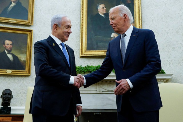 Tổng thống Mỹ Joe Biden và Thủ tướng Israel Benjamin Netanyahu. Ảnh: Elizabeth Frantz