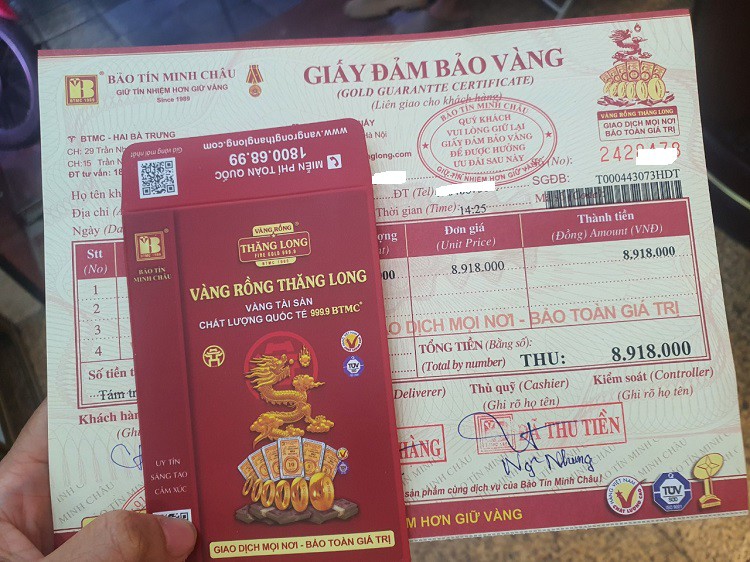 Giá vàng nhẫn của Bảo Tín Minh Châu hôm nay là 89,18 triệu đồng/lượng, giảm 450 nghìn đồng/lượng so với hôm qua.