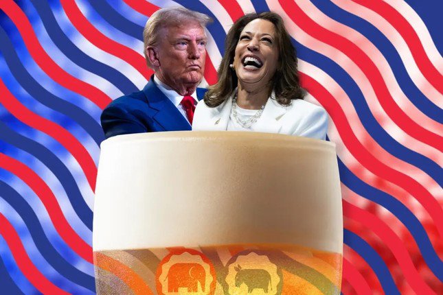 Trò chơi “uống rượu tranh luận” khi hai ứng viên Kamala Harris và Donald Trump tranh luận trực tiếp hồi tháng 9/2024. Ảnh: New York Post.