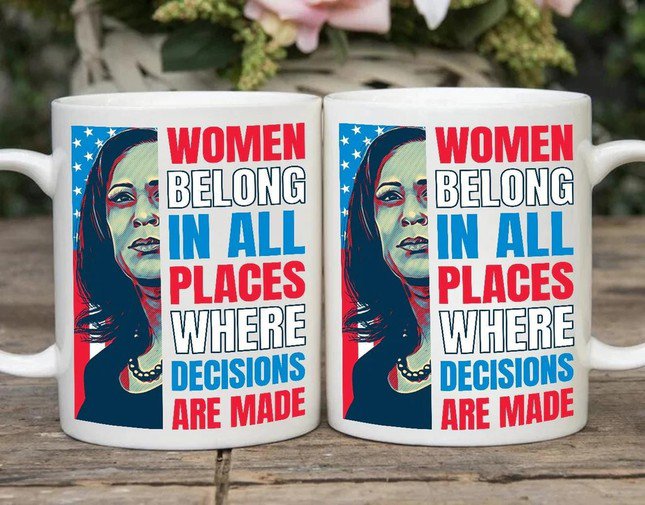 Cốc sứ in thông điệp ủng hộ ứng viên Kamala Harris. Ảnh: Voila Print.