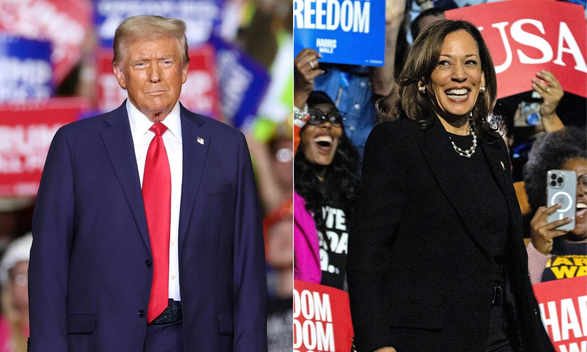 Cựu Tổng thống Mỹ Donald Trump và Phó Tổng thống Kamala Harris vận động tranh cử ở bang&nbsp;Pennsylvania&nbsp;vào tối ngày 4/11.