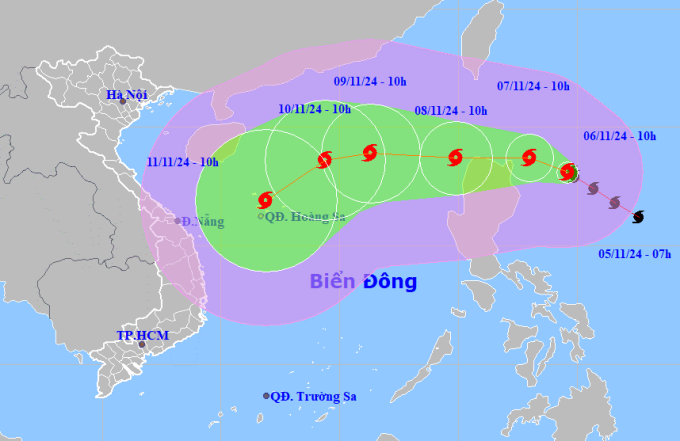 Bão Yinxing tiến vào Biển Đông, đe dọa quần đảo Hoàng Sa