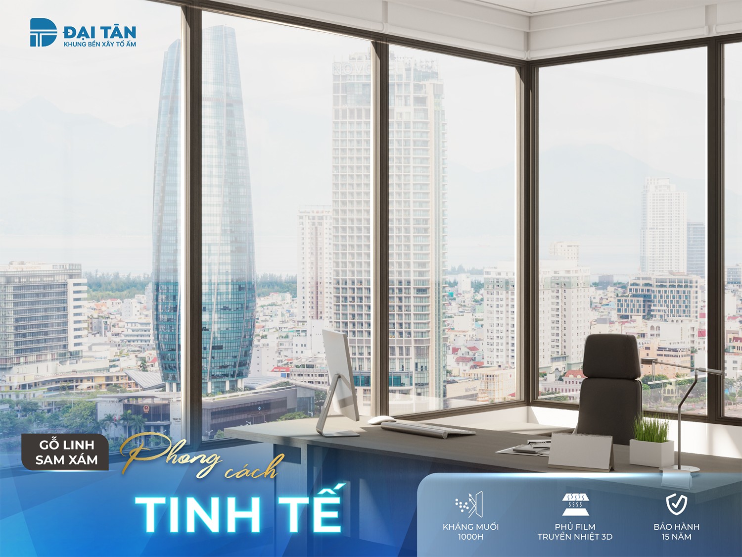 Màu Gỗ Linh Sam Xám của Đại Tân mang lại nét hiện đại, thời thượng cho toàn bộ căn phòng