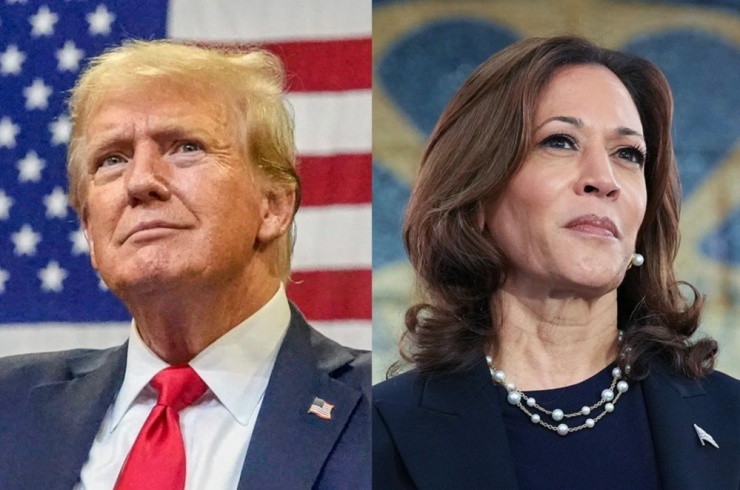 Cựu Tổng thống Donald Trump và Phó Tổng thống Kamala Harris dường như đang ngang tài ngang sức tại các bang chiến trường. Ảnh: AFP