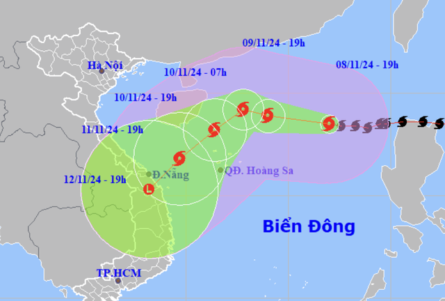 Bão số 7 đang di chuyển về phía quần đảo Hoàng Sa, cường độ suy yếu dần