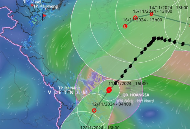 Dự báo vị trí và đường đi của bão số 7 và bão Toraji. Nguồn: Hệ thống giám sát thiên tai Việt Nam
