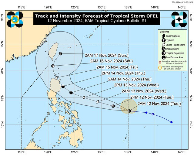 Bản đồ dự báo đường đi của Usagi - Ảnh: PAGASA