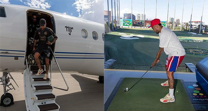 Neymar di chuyển bằng máy bay riêng, chơi golf trong thời gian dưỡng thương. Ảnh: Instagram Neymar