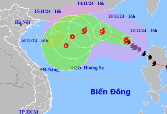 Dự báo vị trí và đường đi của bão Toraji. Nguồn: Trung tâm Dự báo khí tượng thủy văn quốc gia