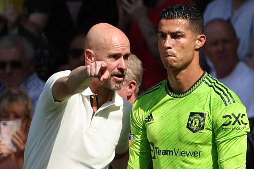 Ten Hag cãi nhau với 7 ngôi sao MU, trong đó Ronaldo là nạn nhân đầu tiên của Ten Hag. ẢNH: GETTY