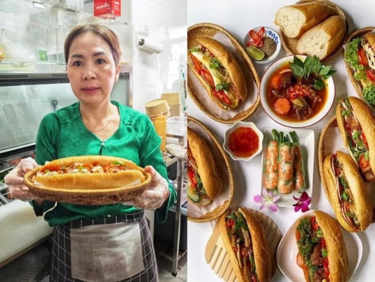 Bà Huệ bán bánh mì và một số món ăn Việt Nam ngay tại nhà