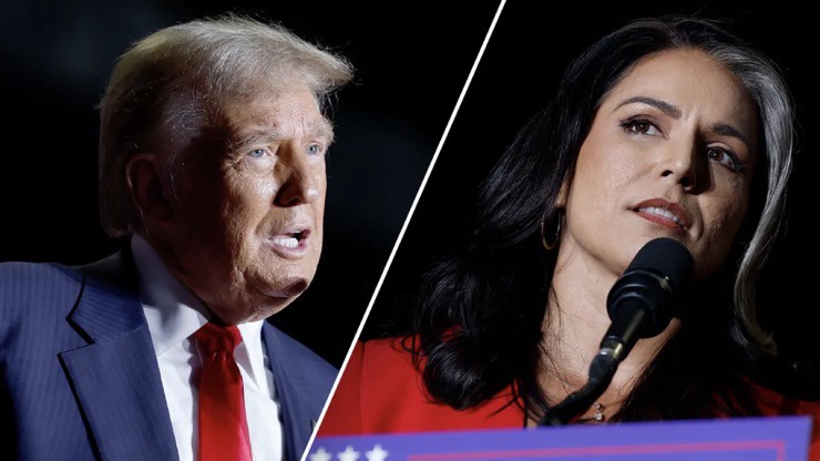 Bà Tulsi Gabbard (phải) và Tổng thống Mỹ đắc cử Donald Trump. Ảnh: Fox News/Getty Images.