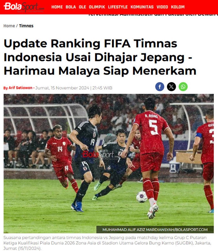 Tờ Bolo Saport tiết lộ, tuyển Indonesia có thể giảm&nbsp;3 bậc trên bảng xếp hạng FIFA