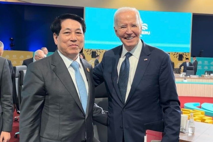 Chủ tịch nước Lương Cường và Tổng thống Joe Biden. Ảnh: TTXVN