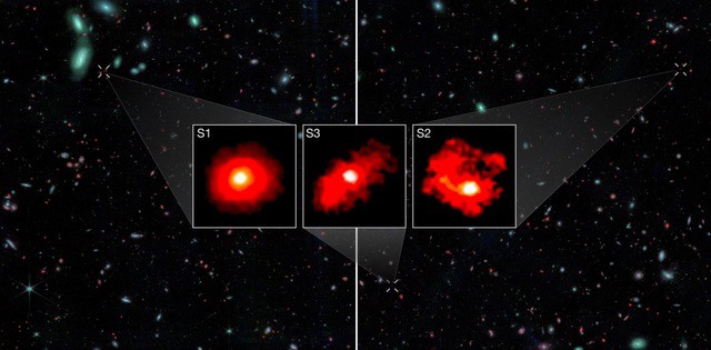 Ba "quái vật đỏ" lẽ ra không nên tồn tại vừa được phát hiện - Ảnh: NASA/ESA/CSA/ĐẠI HỌC COLORADO BOULDER