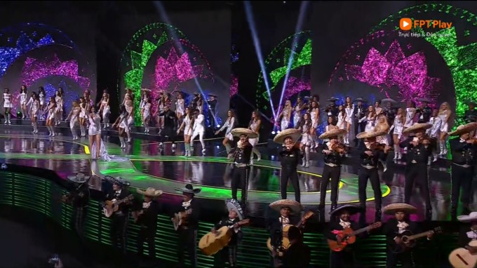 Cơ hội và thách thức với Kỳ Duyên ở Miss Universe 2024 6 Màn đồng diễn mở màn đêm chung kết.