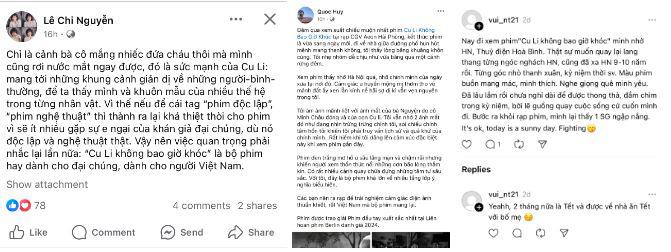 Một số khán giả yêu thích dòng phim nghệ thuật vẫn dành lời khen "Cu li không bao giờ khóc".