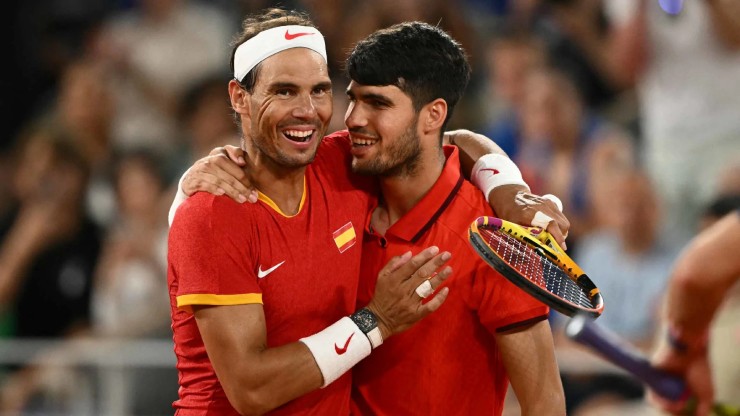 Nadal và Carlos Alcaraz tại Thế vận hội Paris 2024. (Carl de Souza/AFP via Getty Images)