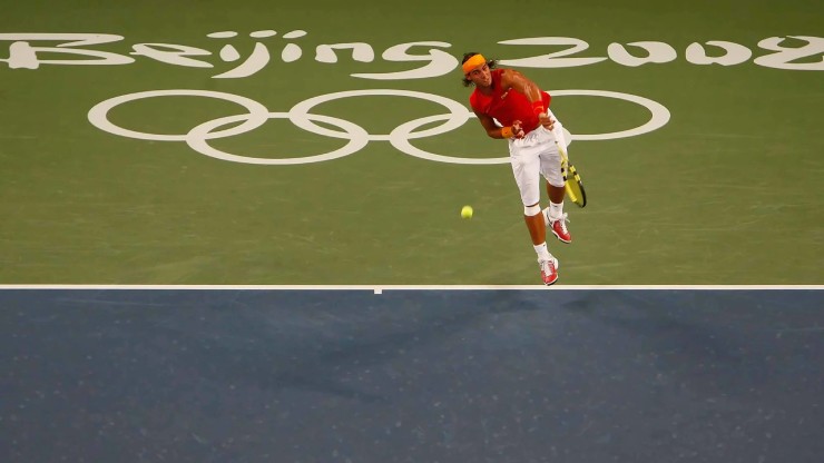 Nadal tại Thế vận hội Bắc Kinh năm 2008, nơi anh giành huy chương vàng đơn nam. (Jamie Squire/Getty Images)