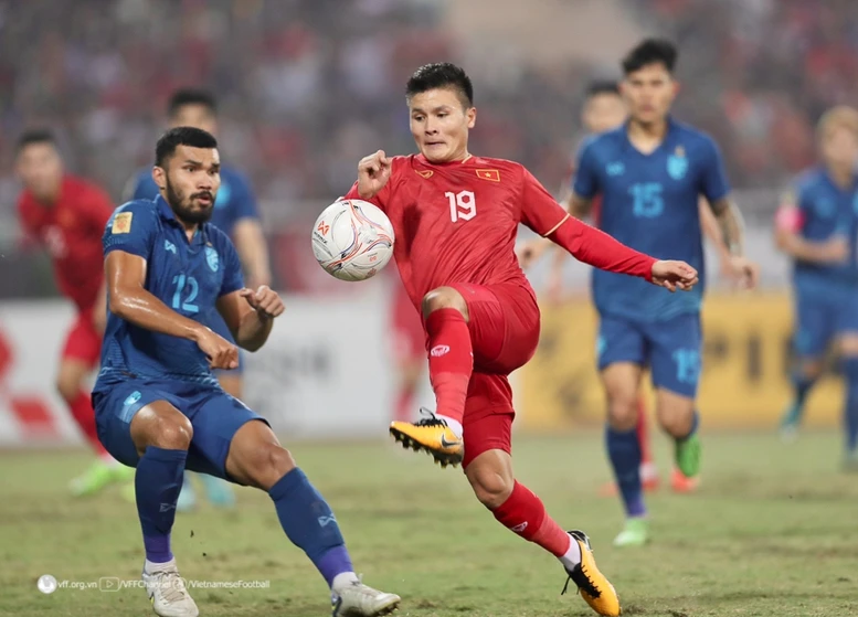 Tuyển Việt Nam thì thua tuyển Thái Lan từ chung kết AFF Cup 2022 đến giải giải giao hữu tam hùng hồi tháng 9 tại Mỹ Đình. Ảnh: CTP