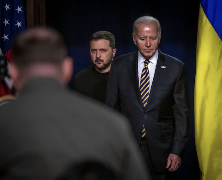 Tổng thống Mỹ Joe Biden và người đồng cấp Ukraine Volodymyr Zelensky. Ảnh: Bill O'Leary/Washington Post.