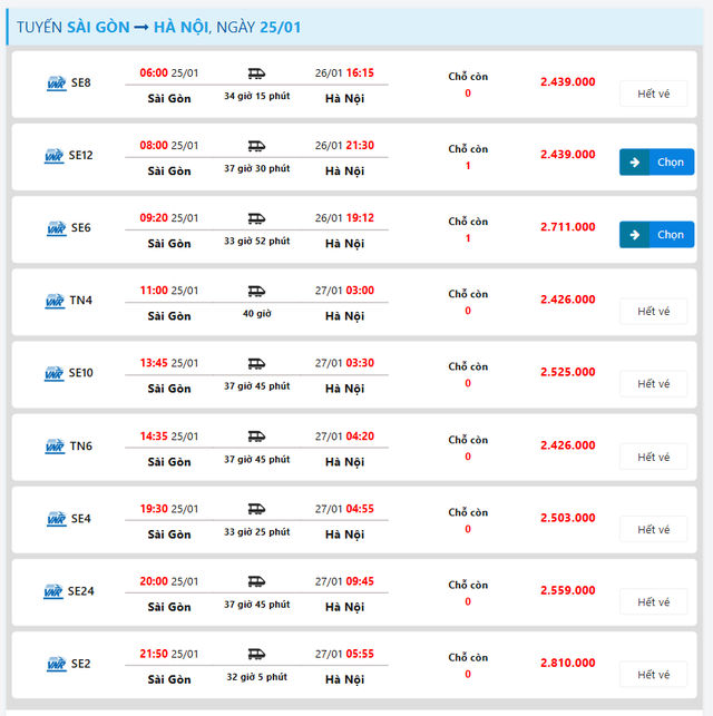 Trên một số trang web bán vé tàu không thuộc quản lý của đường sắt đăng tải giá vé sẽ vé tàu thường cao hơn so với giá quy định của đường sắt (8 đến 10%).