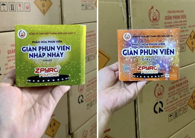 Hai sản phẩm pháo hoa được người tiêu dùng đặt mua nhiều nhất là giàn phun viên và giàn phun viên nhấp nháy.