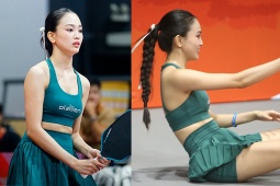 Người đẹp bóng chuyền Đặng Thị Yến vô địch pickleball, lăn xả chạy khắp sân