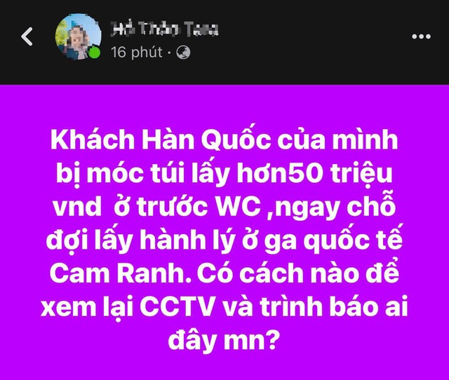 Sân bay Cam Ranh phủ nhận tin đồn du khách Hàn Quốc bị móc túi