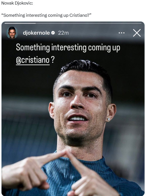 Dòng trạng thái gây tò mò của Djokovic về bài đăng của Ronaldo