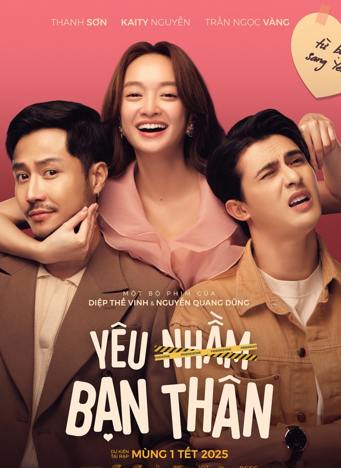 Từ phải qua: Ngọc Vàng, Kaity Nguyễn, Thanh Sơn trong poster. Ảnh: TT Town