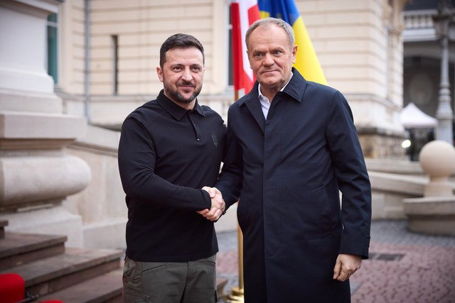 Tổng thống Ukraine Volodymyr Zelensky và Thủ tướng Ba Lan Donald Tusk. Ảnh: Volodymyr Zelensky/X