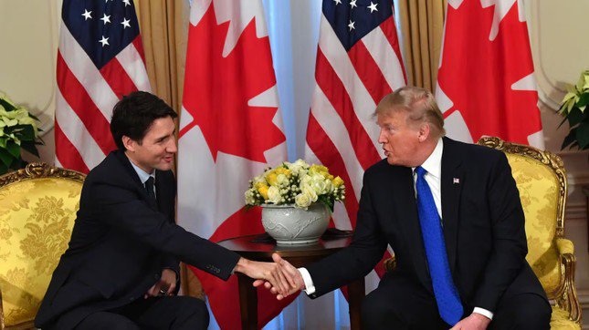 Ông Donald Trump và Thủ tướng Canada Justin Trudeau. Ảnh: Getty Images.