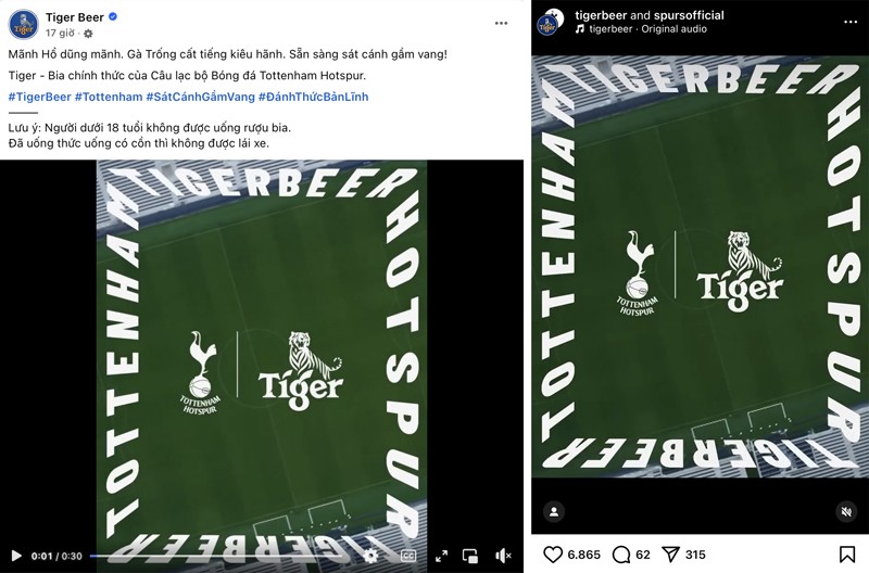 Thông tin về màn bắt tay của Tiger Beer &amp; Tottenham Hotspur được phủ rộng trên các trang chính thức và nhận hàng trăm ngàn lượt quan tâm từ người hâm mộ.